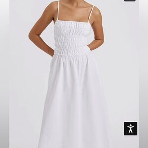 Solid and striped delta midi dress